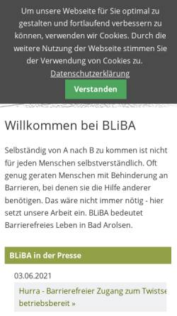 Vorschau der mobilen Webseite bliba.de, Barrierefreies Leben in Bad Arolsen