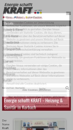 Vorschau der mobilen Webseite www.kraft-korbach.de, Energie schafft Kraft - Wärme, Wasser, Umwelttechnik in Korbach