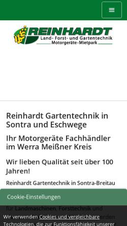 Vorschau der mobilen Webseite www.reinhardt-gartentechnik.de, Klaus Reinhardt Land- Forst- und Gartentechnik