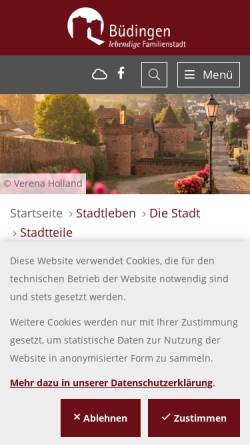 Vorschau der mobilen Webseite www.stadt-buedingen.de, Büches