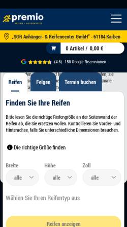 Vorschau der mobilen Webseite karben.premio.de, SGR Anhänger- & Reifencenter GmbH