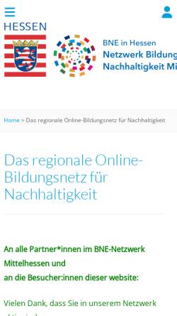 Vorschau der mobilen Webseite www.mittelhessen-nachhaltig.de, Netzwerk Bildungsregion Nachhaltigkeit Mittelhessen