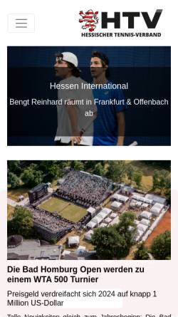 Vorschau der mobilen Webseite www.htv-tennis.de, Hessischer Tennis-Verband