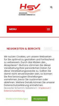 Vorschau der mobilen Webseite www.hessischer-schwimm-verband.de, Hessischer Schwimm-Verband e.V.
