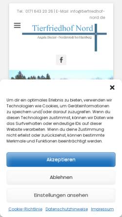 Vorschau der mobilen Webseite tierfriedhof-nord.de, Tierfriedhof Nord