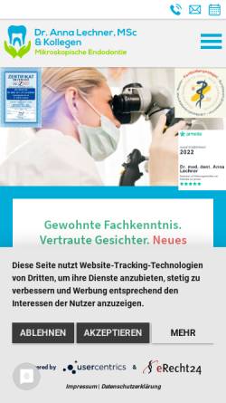 Vorschau der mobilen Webseite www.mikroskopische-endodontie-darmstadt.de, Dr. med. dent. Anna Lechner