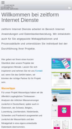 Vorschau der mobilen Webseite www.zeitform.de, Zeitform Internet Dienste