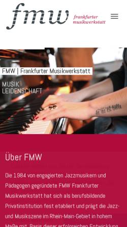 Vorschau der mobilen Webseite www.fmw.de, FMW Frankfurter Musikwerkstatt