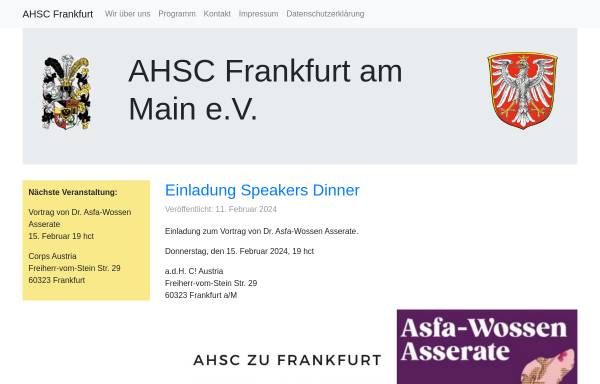 Vorschau von www.ahsc-ffm.de, AHSC zu Frankfurt am Main