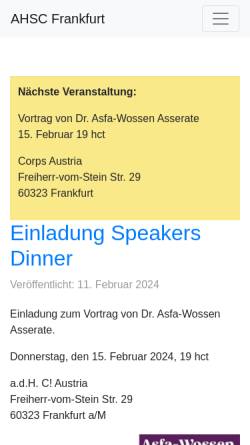 Vorschau der mobilen Webseite www.ahsc-ffm.de, AHSC zu Frankfurt am Main