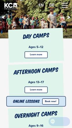 Vorschau der mobilen Webseite kidscampamerica.com, Kids Camp America