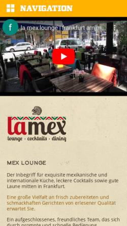 Vorschau der mobilen Webseite lamex-lounge.de, La Mex