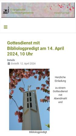 Vorschau der mobilen Webseite www.dornbuschgemeinde.de, Evangelische Dornbuschgemeinde