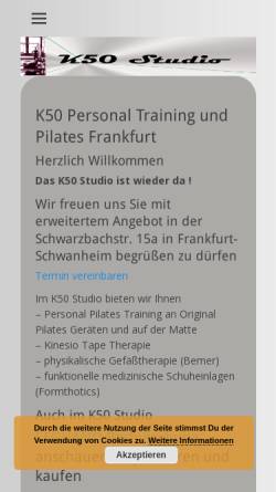Vorschau der mobilen Webseite www.k50.mobi, Pilates und Personal Training