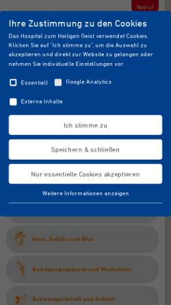 Vorschau der mobilen Webseite www.hospital-zum-heiligen-geist.de, Hospital zum Heiligen Geist GmbH