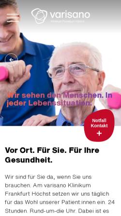 Vorschau der mobilen Webseite www.klinikumfrankfurt.de, Städtische Kliniken Frankurt Höchst
