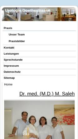 Vorschau der mobilen Webseite www.urologie-goethestrasse.de, Praxis Urologie Dr. med. (M.D.) M. Saleh