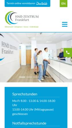 Vorschau der mobilen Webseite www.hno-zentrum-frankfurt.de, HNO Zentrum Frankfurt