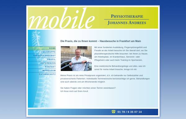 Vorschau von www.physiotherapie-andrees.de, Johannes Andrees – Ihr mobiler Physiotherapeut in Frankfurt am Main