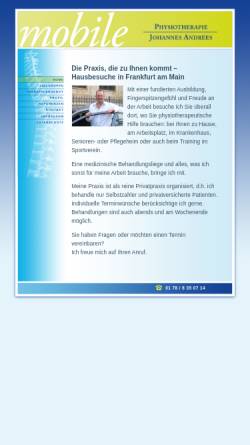 Vorschau der mobilen Webseite www.physiotherapie-andrees.de, Johannes Andrees – Ihr mobiler Physiotherapeut in Frankfurt am Main