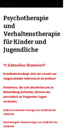 Vorschau der mobilen Webseite verhaltenstherapie-schmich.de, Psychotherapie für Kinder und Jugendliche in Frankfurt am Main