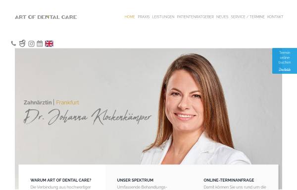 Vorschau von www.artofdentalcare.de, Art of dental care - Zahnärztin Dr. Klockenkämper