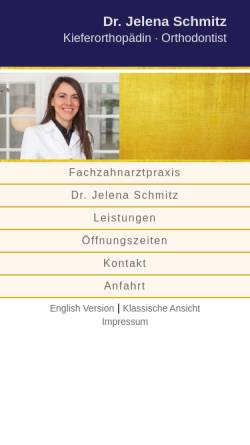 Vorschau der mobilen Webseite kieferorthopaedin-frankfurt.de, Dr. Jelena Schmitz · Kieferorthopädin, Orthodontist
