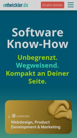 Vorschau der mobilen Webseite entwickler.de, Software & Support Media GmbH