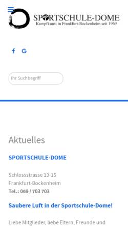 Vorschau der mobilen Webseite www.sportschule-dome.de, Sportschule Dome