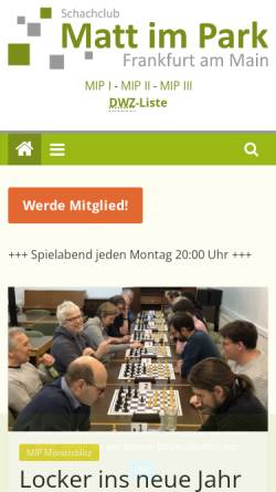 Vorschau der mobilen Webseite www.matt-im-park.de, Schachclub Matt im Park Frankfurt/M. e. V.