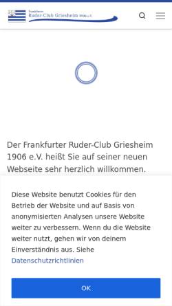 Vorschau der mobilen Webseite www.rcgriesheim.de, Frankfurter Ruder-Club Griesheim 1906 e.V.