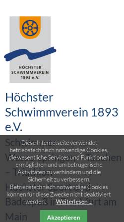 Vorschau der mobilen Webseite www.hoechster-schwimmverein.de, Höchster Schwimmverein 1893 e.V.