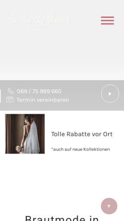 Vorschau der mobilen Webseite www.hochzeitshaus-frankfurt.de, Hochzeitshaus Frankfurt/RheinMain GbR