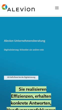 Vorschau der mobilen Webseite alevion.com, Alevion Unternehmensberatung - Wilhelm Tomczak