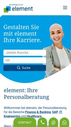 Vorschau der mobilen Webseite www.element-gmbh.de, Element GmbH