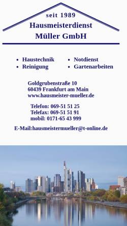 Vorschau der mobilen Webseite www.hausmeister-mueller.de, Hausmeisterdienst Müller GmbH