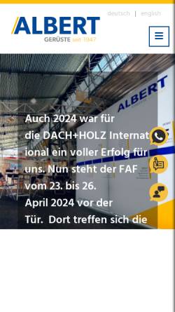 Vorschau der mobilen Webseite www.albert-gerueste.de, Albert Gerüst- und Gerätetechnik GmbH