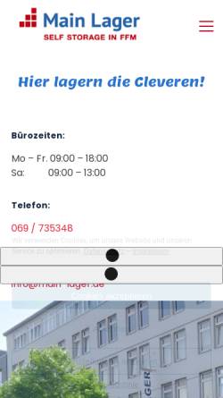 Vorschau der mobilen Webseite main-lager.de, Main-Lager Selfstorage GmbH