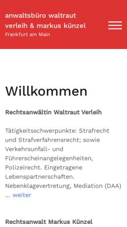 Vorschau der mobilen Webseite www.advocat-frankfurt.de, Verleih & Kollegen