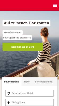 Vorschau der mobilen Webseite www.der.com, DER Deutsches Reisebüro