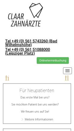 Vorschau der mobilen Webseite dr-claar.de, Gemeinschaftspraxis Dres Claar & Hilgenberg