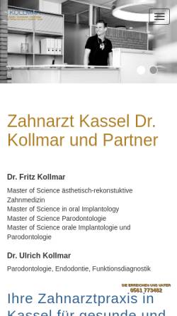 Vorschau der mobilen Webseite www.zahnarzt-drkollmar-kassel.de, Zahnarzt Dr. Kollmar & Kollegen
