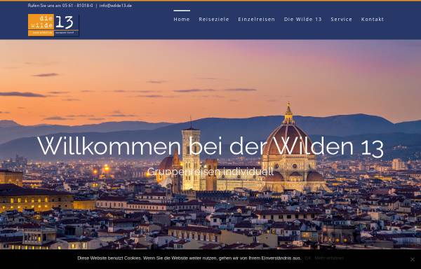 Vorschau von www.wilde13.de, Die Wilde 13 Gruppenreisen UG haftungsbeschränkt