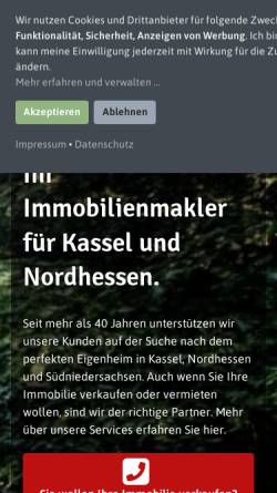 Vorschau der mobilen Webseite www.immobilienmakler-kassel.de, Immobilien Hoesch, Dipl.-Ing. Kröger, Dr. rer. pol. Kampe GmbH