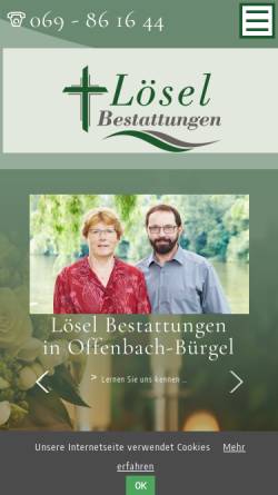 Vorschau der mobilen Webseite www.loesel-bestattungen.de, Bürgeler Bestattungsinstitut Rainer Lösel