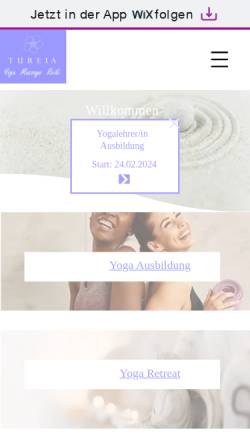 Vorschau der mobilen Webseite www.tureia.de, Tureia, Yoga und Massagen