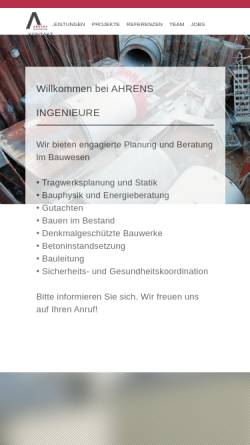Vorschau der mobilen Webseite www.ahrens-ingenieure.de, Ahrens Ingenieure