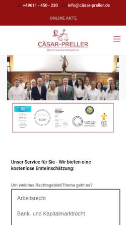 Vorschau der mobilen Webseite www.caesar-preller.de, Kanzlei Cäsar-Preller