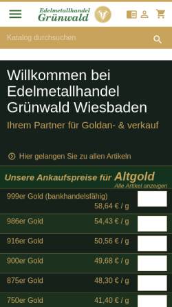 Vorschau der mobilen Webseite edelmetallhandel-gruenwald.de, Edelmetallhandel Grünwald, Sedat Menlik