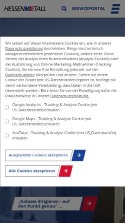 Vorschau der mobilen Webseite www.hessenmetall.de, Verband der Metall- und Elektro-Unternehmen Hessen e. V.